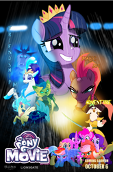 Size: 2338x3537 | Tagged: safe, artist:ejlightning007arts, imported from derpibooru, applejack, capper dapperpaws, captain celaeno, fluttershy, grubber, pinkie pie, princess skystar, queen novo, rainbow dash, rarity, spike, storm king, tempest shadow, twilight sparkle, alicorn, anthro, dragon, seapony (g4), my little pony: the movie, blade runner, broken horn, mane six, movie poster, parody, sword, twilight sparkle (alicorn), weapon