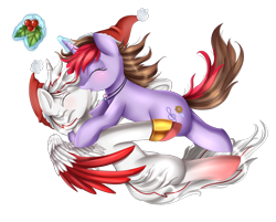 Size: 2502x2013 | Tagged: safe, artist:pridark, imported from derpibooru, oc, oc only, pony, blushing, commission, holly, holly mistaken for mistletoe, kissing, simple background, transparent background