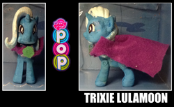 Size: 1595x979 | Tagged: safe, artist:grapefruitface1, imported from derpibooru, part of a set, trixie, cape, clothes, custom, customized toy, felt, female, irl, merchandise, my little pony pop!, painted, photo, solo, toy, trixie's cape