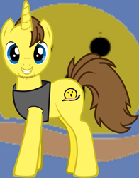 Size: 1387x1766 | Tagged: safe, artist:grapefruitface1, imported from derpibooru, oc, oc:grapefruit face, pony, pony creator, complex background, facial hair, male, ponified, prototype, self insert, smiling, solo