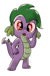 Size: 800x1214 | Tagged: safe, artist:emositecc, imported from derpibooru, spike, dragon, vampire, barb, fangs, looking at you, rule 63, simple background, solo, transparent background