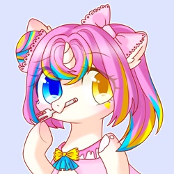 Size: 1500x1500 | Tagged: safe, artist:leafywind, imported from derpibooru, oc, oc only, oc:sugar drop, pony, unicorn, female, heterochromia, mare, simple background, solo