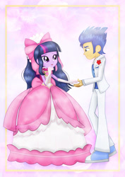 Size: 1600x2263 | Tagged: safe, artist:jucamovi1992, imported from derpibooru, flash sentry, twilight sparkle, human, equestria girls, clothes, couple, dress, female, flashlight, humanized, love, male, shipping, straight, tuxedo