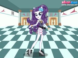 Size: 800x600 | Tagged: safe, artist:user15432, imported from derpibooru, rarity, human, equestria girls, friendship games, bracelet, clothes, hairpin, high heels, jewelry, ponied up, pony ears, school outfit, school spirit, school uniform, shoes, solo, starsue, wondercolts