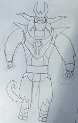 Size: 694x1098 | Tagged: safe, artist:creepa-bot inc., imported from derpibooru, storm king, my little pony: the movie, bipedal, drawing, lego, lego dimensions, male, photo, solo, standing, traditional art