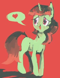 Size: 742x960 | Tagged: safe, artist:explonova, imported from derpibooru, oc, oc only, oc:euphoria, pony, unicorn, female, heart, mare, open mouth, smiling, solo, speech bubble