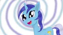 Size: 1920x1080 | Tagged: safe, artist:jetronic, imported from derpibooru, minuette, pony, unicorn, abstract background, happy, open mouth, smiling