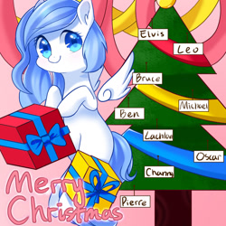 Size: 1024x1024 | Tagged: safe, artist:leafywind, imported from derpibooru, oc, oc only, pegasus, pony, christmas, christmas tree, female, holiday, mare, solo, tree