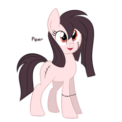 Size: 1024x1024 | Tagged: safe, artist:wubcakeva, imported from derpibooru, oc, oc only, oc:piper, earth pony, pony, zombie, equestria girls ponified, female, mare, ponified, simple background, solo, stitches, transparent background