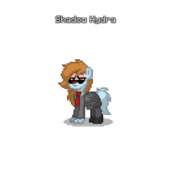 Size: 400x400 | Tagged: safe, imported from derpibooru, oc, oc only, oc:shadow hydra, fox, pony, pony town, clothes, furry, long hair, necktie, non-mlp oc, simple background, suit, transparent background