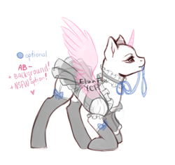 Size: 1600x1508 | Tagged: safe, artist:elzafox, imported from derpibooru, oc, oc only, pony, auction, clothes, commission, cute, maid, spread wings, wings, your character here