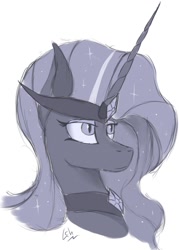 Size: 757x1056 | Tagged: safe, artist:lacunah, imported from derpibooru, nightmare rarity, pony, bust, female, portrait, simple background, solo