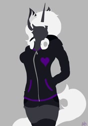 Size: 748x1069 | Tagged: safe, artist:lacunah, imported from derpibooru, oc, oc only, oc:phantom whisper, anthro, breasts, female, hooves, horn, lineless, minimalist, modern art, solo