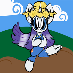 Size: 1000x1000 | Tagged: safe, artist:souldew, imported from derpibooru, rarity, unicorn, simple ways, explicit source, frog (hoof), hat, mud, overalls, rarihick, underhoof