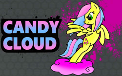 Size: 900x563 | Tagged: safe, artist:metal-jacket444, imported from derpibooru, oc, oc only, oc:candy cloud, pegasus, pony, fighting is magic, cloud, cotton candy, cotton candy cloud, female, food, mare, solo, spread wings, wings