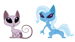 Size: 1366x768 | Tagged: safe, imported from derpibooru, trixie, crossover, kat (kid vs kat), kathleen barr, kid vs kat, simple background, voice actor joke, white background