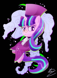 Size: 600x820 | Tagged: safe, artist:ii-art, imported from derpibooru, snowfall frost, starlight glimmer, unicorn, a hearth's warming tail, bust, female, hat, mare, simple background, solo, top hat