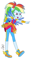 Size: 1055x2048 | Tagged: safe, artist:ilaria122, imported from derpibooru, rainbow dash, equestria girls, equestria girls series, super squad goals, alternate hairstyle, clothes, crystal guardian, crystal wings, female, not a vector, open mouth, pointing, ponied up, solo