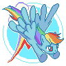 Size: 96x96 | Tagged: safe, artist:ef74, imported from derpibooru, rainbow dash, pegasus, pony, cutie mark, cutie mark background, female, flying, limited palette, pixel art, simple background, solo, transparent background