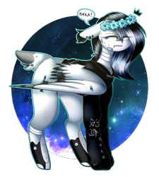 Size: 1399x1551 | Tagged: safe, artist:despotshy, imported from derpibooru, oc, oc only, pegasus, pony, art trade, baka, clothes, deer tail, female, floppy ears, floral head wreath, flower, hoodie, mare, multicolored hair, night, solo