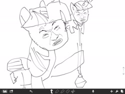 Size: 2048x1536 | Tagged: safe, artist:soniathehedgehog64, imported from derpibooru, twilight sparkle, twilight sparkle (alicorn), alicorn, female, impossibru, lineart, monochrome, scepter, sketch, solo, twilight scepter, wat
