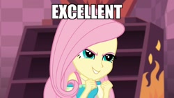 Size: 1366x768 | Tagged: safe, edit, edited screencap, imported from derpibooru, screencap, fluttershy, a fine line, equestria girls, equestria girls series, evil, excellent, fluttershy's revenge, image macro, meme, mr. burns, parody, the simpsons