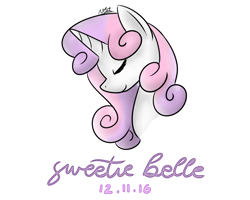 Size: 1280x1024 | Tagged: safe, artist:sugar morning, imported from derpibooru, sweetie belle, pony, unicorn, adult, bust, cute, digital art, eyes closed, female, pastel, simple background, smiling, solo, white background