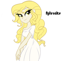 Size: 700x700 | Tagged: safe, artist:wubcakeva, imported from derpibooru, equestria girls, aphrodite, clothes, dress, equestria girls-ified, female, greek mythology, lidded eyes, smiling, solo