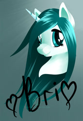 Size: 1368x2000 | Tagged: safe, artist:varaann, imported from derpibooru, oc, oc only, oc:bri, pony, unicorn, bust, female, heart, mare, portrait, solo