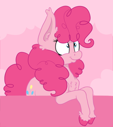 Size: 2838x3183 | Tagged: safe, artist:paskanaakka, derpibooru exclusive, imported from derpibooru, pinkie pie, earth pony, pony, abstract background, chest fluff, colored hooves, ear fluff, female, leaning, mare, smiling, solo, unshorn fetlocks