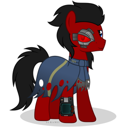 Size: 6000x6000 | Tagged: safe, artist:suramii, imported from derpibooru, oc, oc only, oc:red eye, earth pony, pony, fallout equestria, absurd resolution, clothes, male, pipbuck, simple background, solo, stallion, transparent background, vector