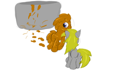 Size: 5000x3000 | Tagged: safe, artist:pzkratzer, imported from derpibooru, derpy hooves, ditzy doo, doctor whooves, time turner, chocolate, chocolate bath, doctorderpy, female, food, male, messy, shipping, straight, wet and messy