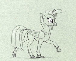 Size: 765x615 | Tagged: safe, artist:el-yeguero, imported from derpibooru, princess skystar, classical hippogriff, hippogriff, my little pony: the movie, female, monochrome, seashell, sketch, smiling, solo