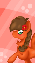 Size: 450x800 | Tagged: safe, artist:euspuche, imported from derpibooru, oc, oc only, oc:solar chaser, pegasus, pony, blushing, cute, female, flower, flower in hair, fluffy, gift art, simple background, solo, wallpaper