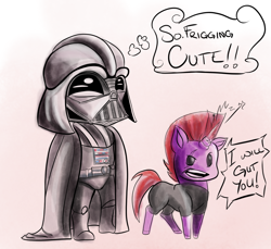 Size: 1024x939 | Tagged: safe, artist:firimil, imported from derpibooru, tempest shadow, my little pony: the movie, broken horn, crossover, darth vader, eye scar, scar, sith, star wars