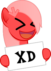 Size: 1400x1937 | Tagged: safe, artist:arifproject, edit, imported from derpibooru, oc, oc only, oc:downvote, earth pony, pony, derpibooru, ><, derpibooru ponified, eyes closed, holding, ponified, sign, simple background, solo, transparent background, xd