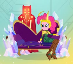 Size: 1000x881 | Tagged: safe, artist:pixelkitties, imported from derpibooru, pinkie pie, equestria girls, celestial, couch, cup, eson the searcher, female, goblet, loki, marvel, marvel cinematic universe, okie doki loki, parody, solo, thor, thor: ragnarok