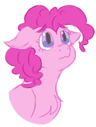 Size: 718x952 | Tagged: safe, artist:goregif, imported from derpibooru, pinkie pie, earth pony, pony, bust, female, floppy ears, mare, portrait, sad, simple background, solo, transparent background