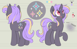 Size: 2800x1800 | Tagged: safe, artist:fluffyxai, imported from derpibooru, oc, oc only, oc:glitter beam, pony, unicorn, female, reference sheet, solo