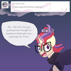 Size: 1300x1300 | Tagged: safe, artist:little-tweenframes, deleted from derpibooru, imported from derpibooru, moondancer, series:sciset diary, angry, answer, implied labor, implied lesbian, implied pregnancy, implied sci-twi, implied scitwishimmer, implied shipping, implied sunset shimmer, implied sunsetsparkle, implied twilight sparkle, interrupted, looking at you, magic, worried