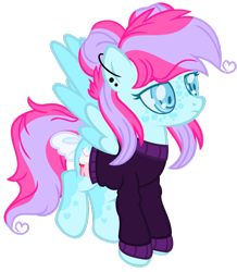 Size: 1024x1172 | Tagged: safe, artist:bezziie, imported from derpibooru, oc, oc only, oc:strawberry pie, pegasus, pony, clothes, female, mare, simple background, solo, sweater, transparent background