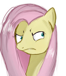 Size: 830x963 | Tagged: safe, artist:vannamelon, imported from derpibooru, fluttershy, angry, bust, female, frown, portrait, simple background, solo, white background