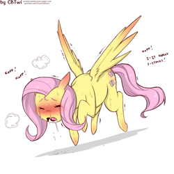 Size: 1200x1200 | Tagged: safe, artist:cold-blooded-twilight, imported from derpibooru, fluttershy, pegasus, pony, blushing, crying, cute, ear blush, female, floating, not porn, shyabetes, solo, spicy, wing blush