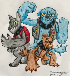 Size: 2423x2609 | Tagged: safe, artist:bozzerkazooers, imported from derpibooru, fido, rover, spot, diamond dog, traditional art