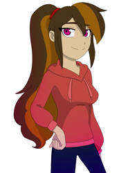 Size: 2397x3195 | Tagged: safe, artist:fantasygerard2000, imported from derpibooru, oc, oc only, oc:cupcake slash, equestria girls, clothes, commission, equestria girls-ified, female, hoodie, simple background, smiling, solo