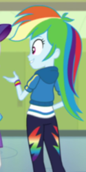 Size: 290x578 | Tagged: safe, imported from derpibooru, screencap, rainbow dash, a queen of clubs, equestria girls, equestria girls series, clothes, cropped, female, pants, rear view