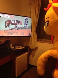 Size: 888x1184 | Tagged: safe, artist:ec31314, imported from derpibooru, sunset shimmer, horse, irl, japanese, photo, plushie, sports, television