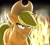 Size: 1280x1152 | Tagged: safe, artist:tillie-tmb, imported from derpibooru, applejack, earth pony, pony, challenge accepted, evil grin, female, fire, grin, hat, kubrick stare, mare, slasher smile, smiling, solo