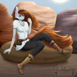 Size: 3850x3850 | Tagged: safe, artist:noodlefreak88, imported from derpibooru, oc, oc only, oc:pearl, anthro, clothes, commission, leggings, solo
