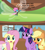 Size: 1280x1425 | Tagged: safe, edit, edited screencap, imported from derpibooru, screencap, applejack, cotton (g4), fluttershy, seabreeze, twilight sparkle, alicorn, breezie, it ain't easy being breezies, season 4, angry, breezish, couch, female, fluttershy's cottage, hat, implied vulgar, male, raised eyebrow, shocked, twilight sparkle (alicorn), vulgar, window, your mom